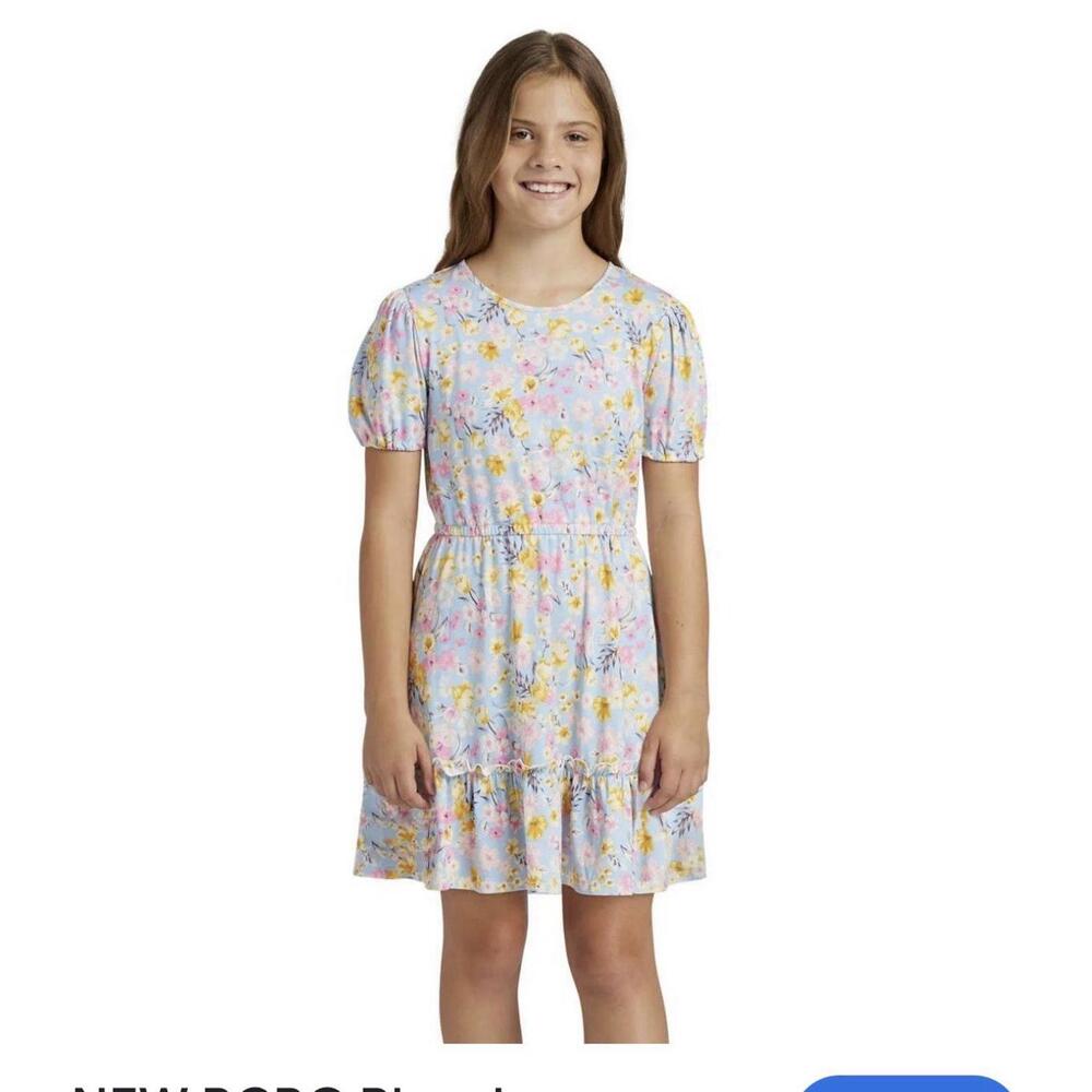NEW BCBG Blue Floral Dress‎ Girl's Size Large 14/16